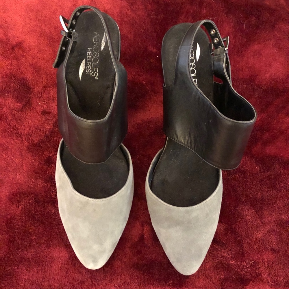 Aerosoles | Gray suede / black leather heels - Picture 6 of 7